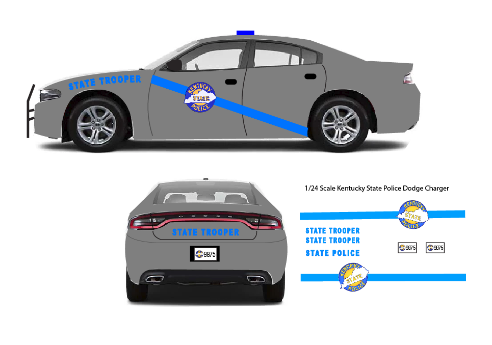 1/24 Scale Kentucky State Police Waterslide Decals Made to Fit Motormax Dodge Charger