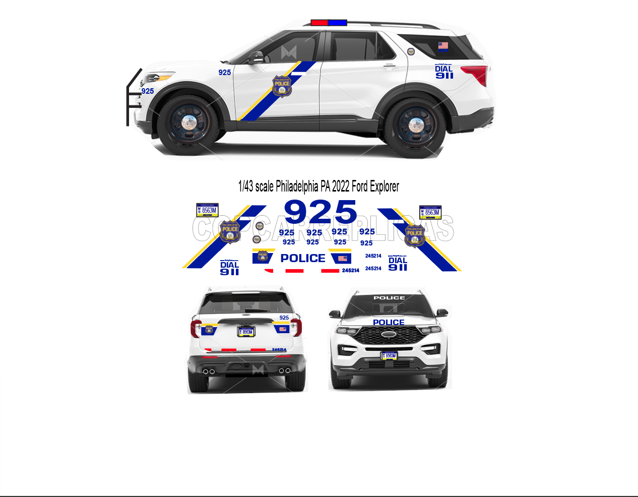 thumbnail image 2 of HO Scale 1/87 Police Decal Set – Los Angeles Victoria Model Kit – Water Slide Decal – TWPUZZ 2 of 4