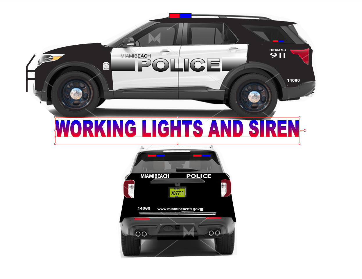 1/24 Scale Miami Beach 2022 Diecast Model Ford Explorer With Working Lights And Siren
