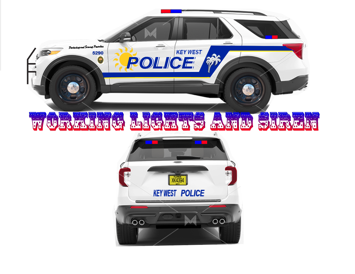 1/24 Scale Key West Florida Police 2022 Diecast model 2022 FD Explorer with working Lights And Siren