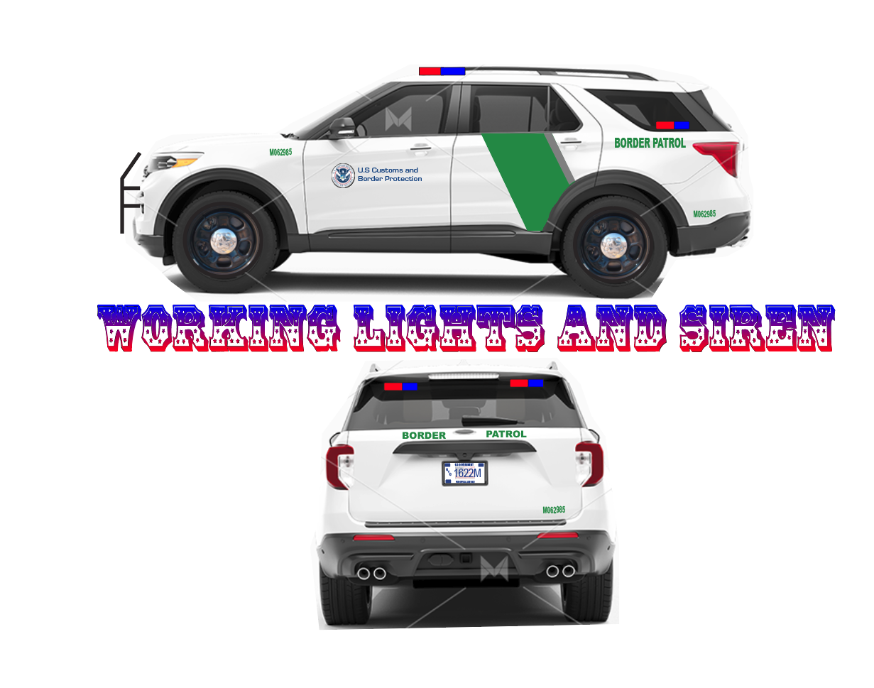 1/24 Scale US Border Patrol 2022 Ford Explorer With Working Lights and Siren