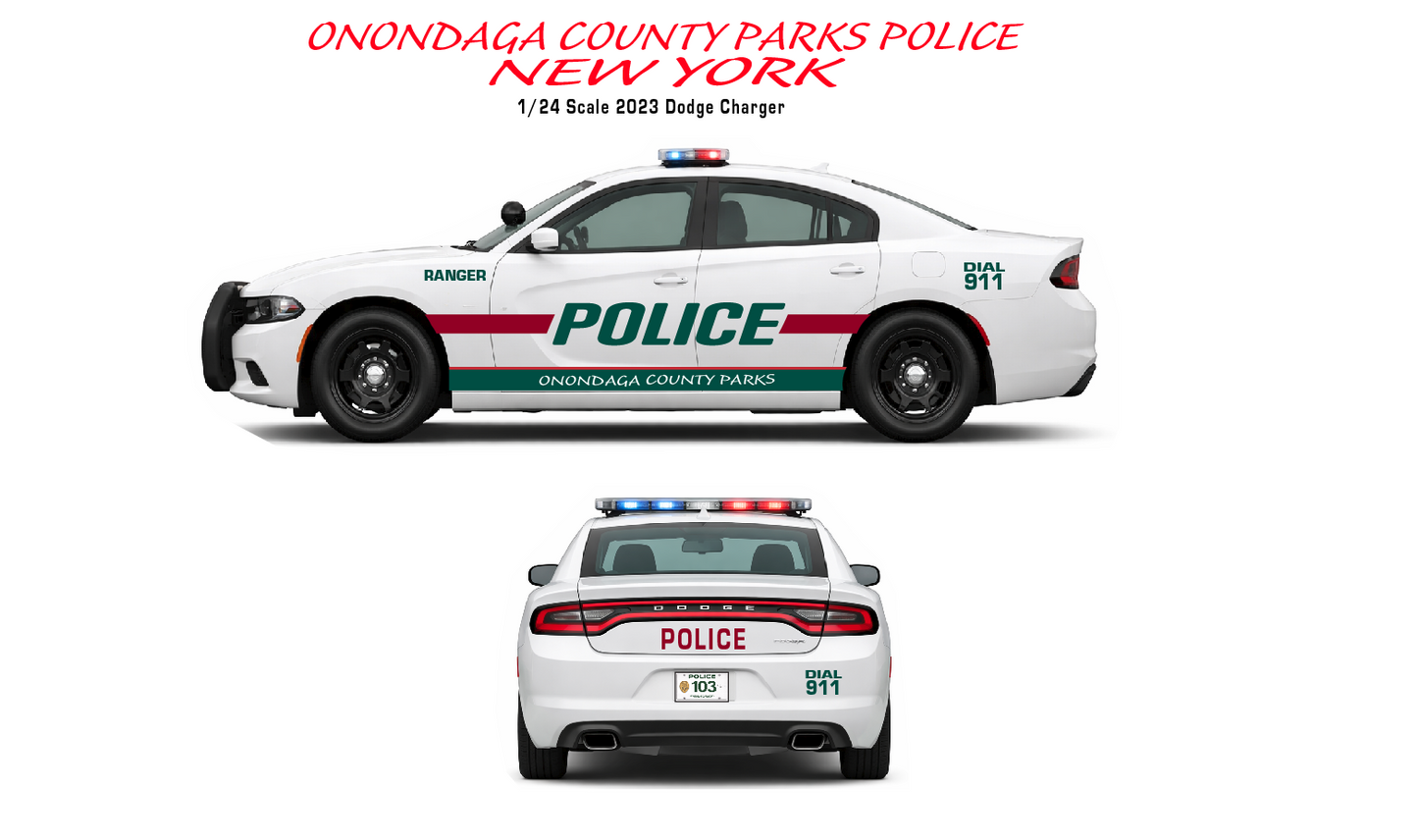 1/24 Scale 2023 Dodge Charger Onondaga Park Police NY Diecast Model – Custom Police Replica – Detailed Collectible –