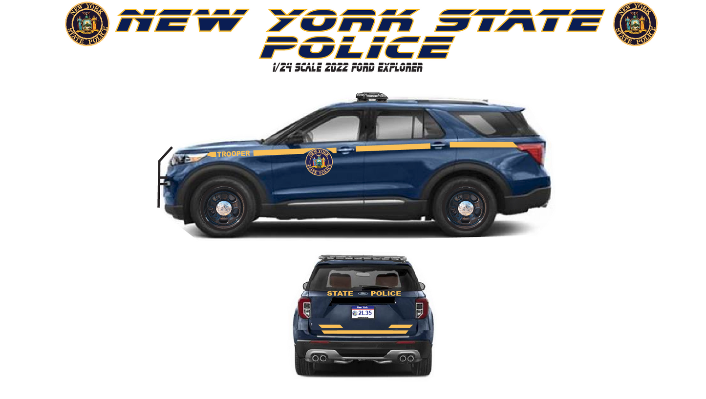 1/24 Scale 2022 Ford Explorer New York State Police Diecast Model | Custom Built Replica | Non-Working Lights | Badboys Creations
