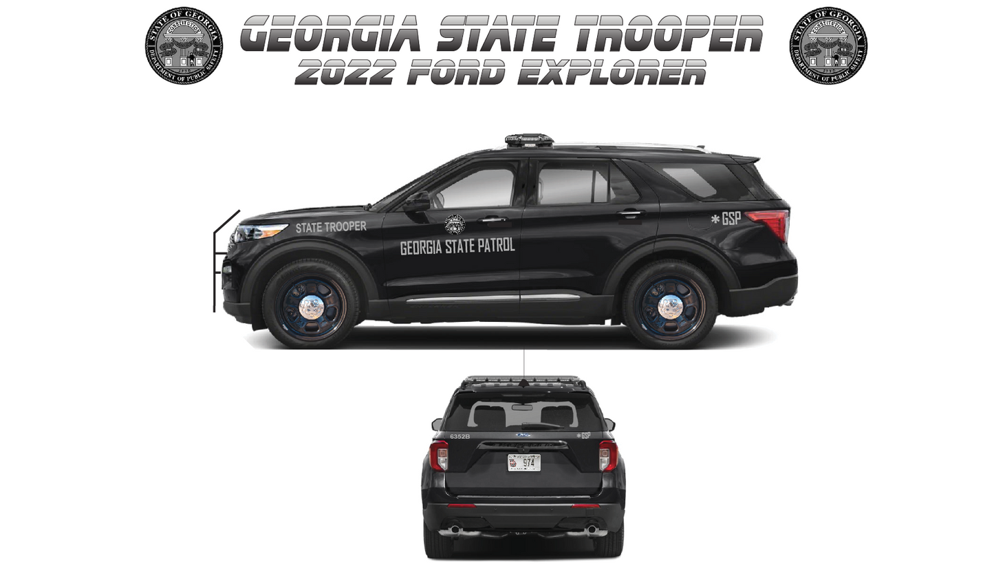 1/24 Scale Black Ford Explorer Georgia State Patrol Diecast Model – Custom Built Police Replica –