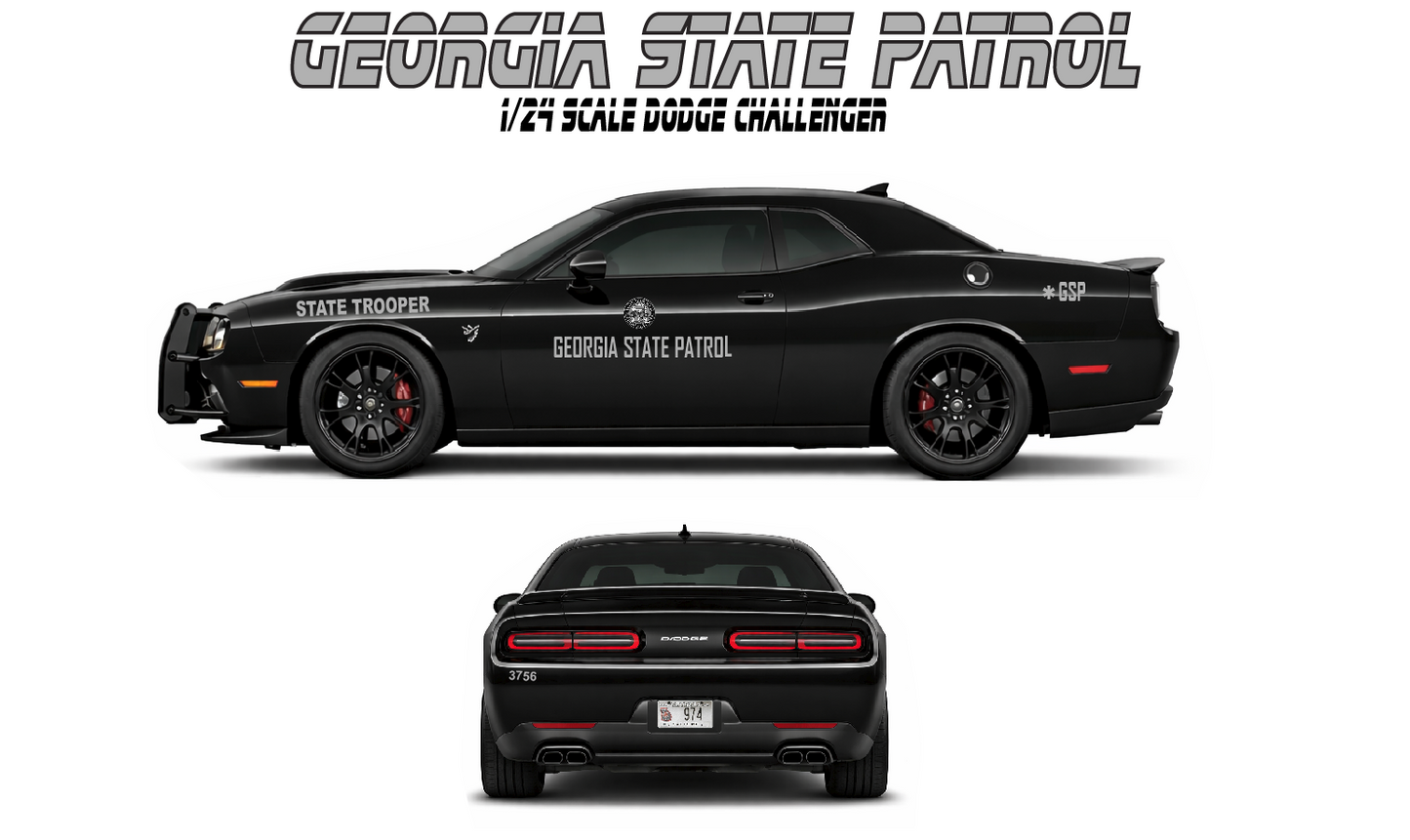 1/24 Scale Dodge Challenger Georgia State Patrol Diecast Model Car w/ Working Lights & Siren – Custom Police Replica – Badboys Creations
