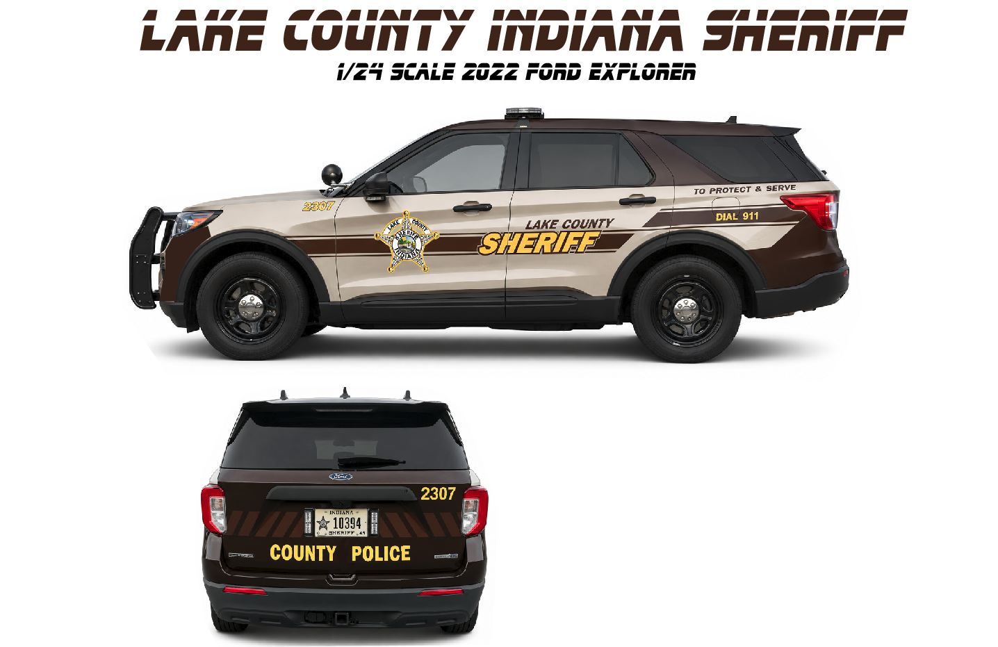 1/24 Scale Custom Ford Explorer Lake County Indiana Sheriff Diecast Model – Working LED Lights & Siren – Handcrafted Police Replica
