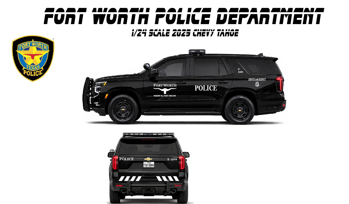 1/24 Scale 2025 Chevy Tahoe Fort Worth Texas Police Department Diecast Model Car Replica
