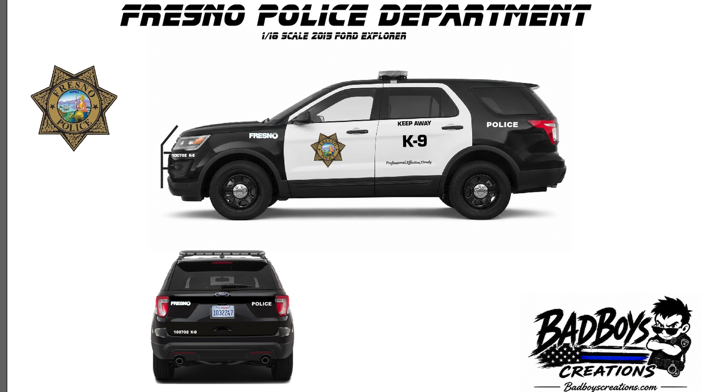 1/18 Scale Fresno California Police K9 Diecast Model Replica with Working Lights & Siren