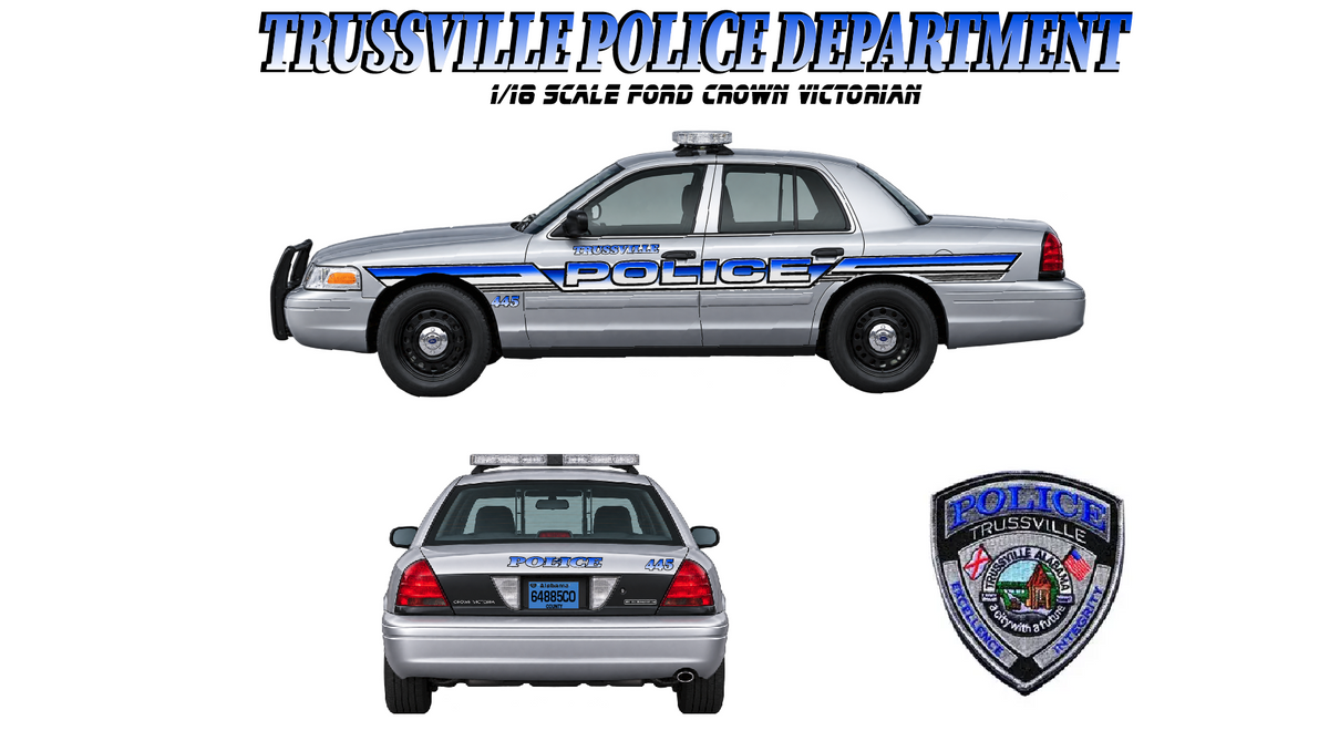 1/18 Scale Trussville Alabama Police Ford Crown Victoria Diecast Model ā Custom Replica with Working LED Lights