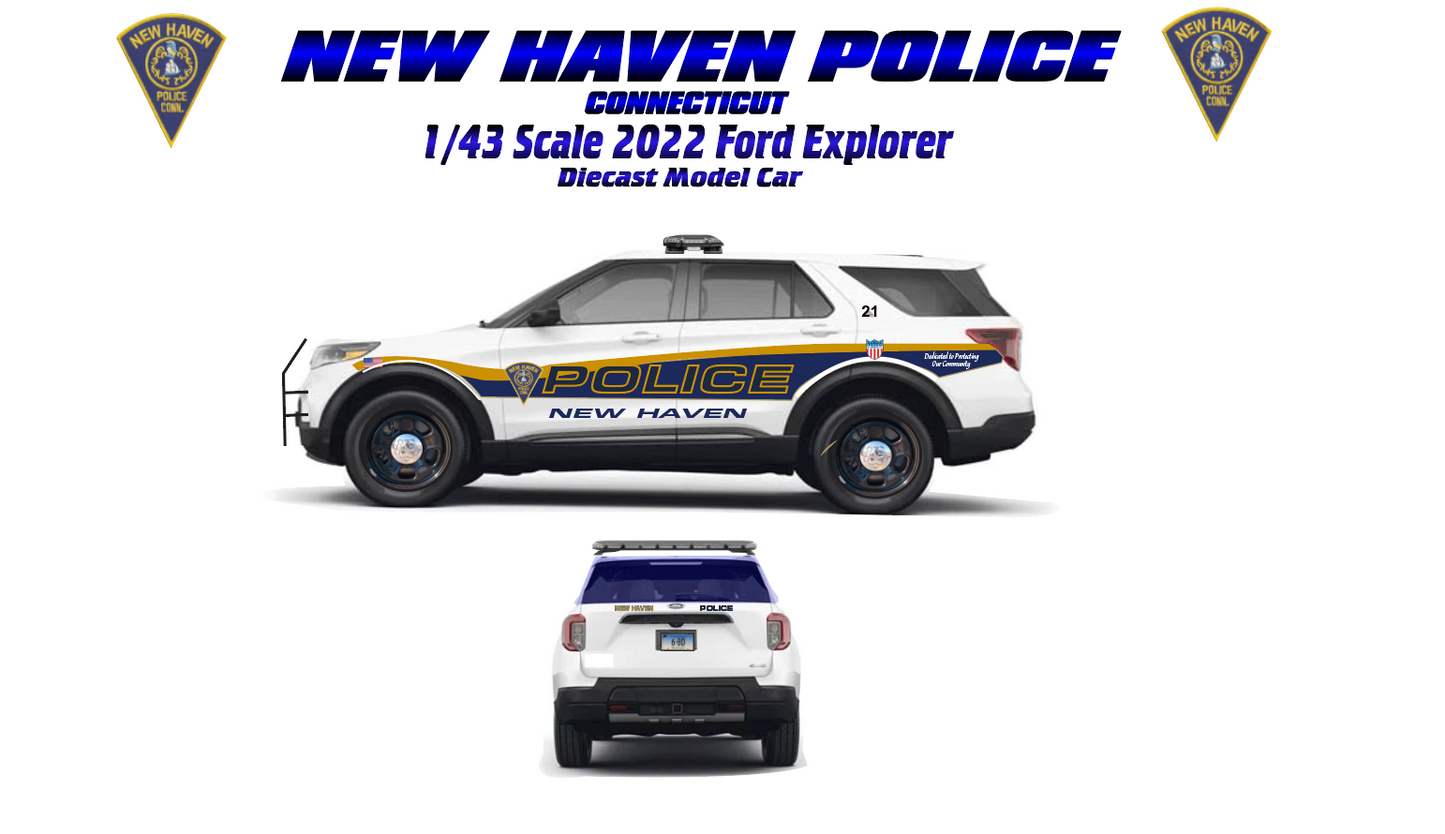 1/43 Scale 2022 Ford Explorer Police Diecast | New Haven Conneticut Police | Custom Model | Badboys Creations