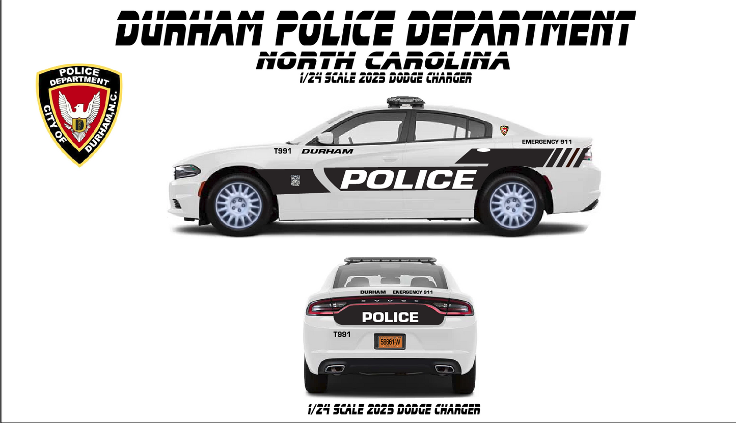 1/24 Scale 2023 Durham North Carolina Police Diecast Model – Custom Police Replica | Non-Working Lights | Hand Built by Badboys Creations