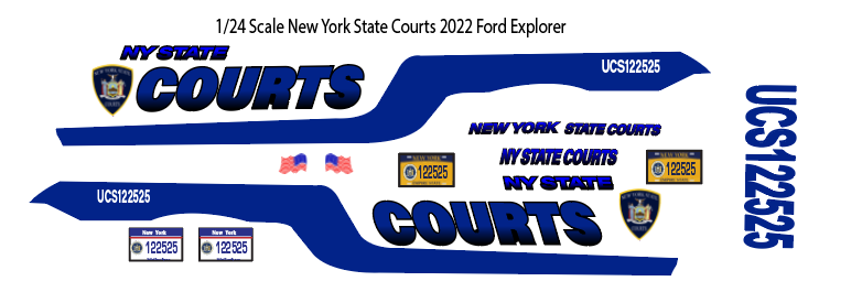 1/24 Scale 2022 Ford Explorer New York State Court Officers Waterslide Decals – Police Diecast Model Graphics – Badboys Creations