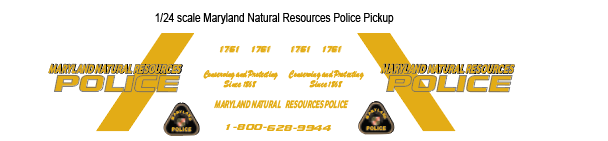 1/24 Maryland Natural Resources Police Ford F-150 Waterslide Decals – Custom Made – Laser Printed – Approx. 4 Sets Included