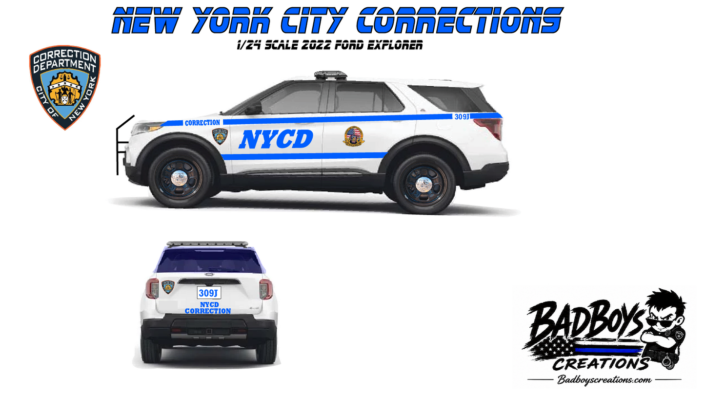 1/24 Scale NYC Department of Correction 2022 Ford Explorer Diecast Replica – Working Lights & Siren