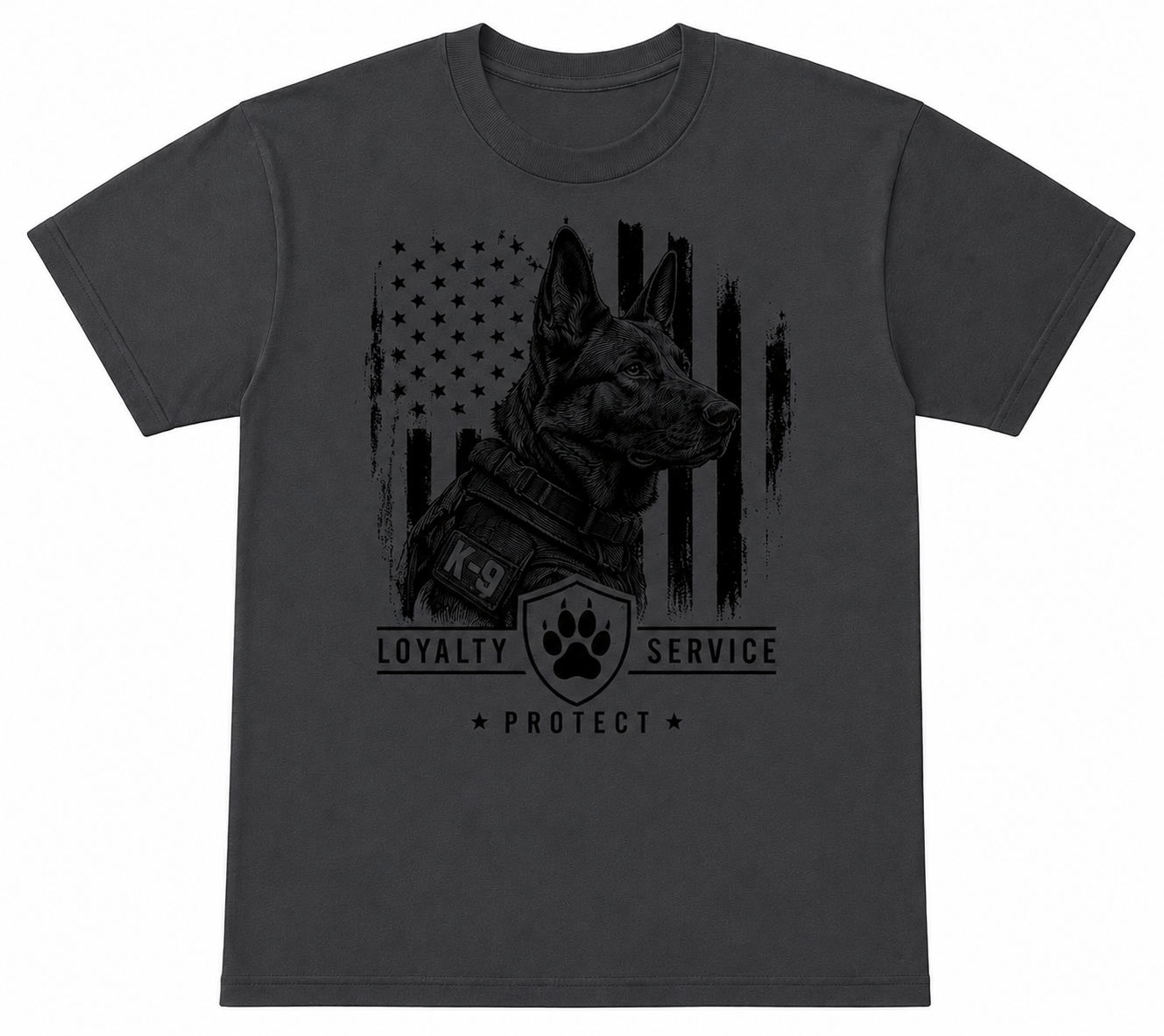 Police K9 Loyalty Service Protect T-Shirt | Tactical German Shepherd Graphic Tee | Law Enforcement Apparel