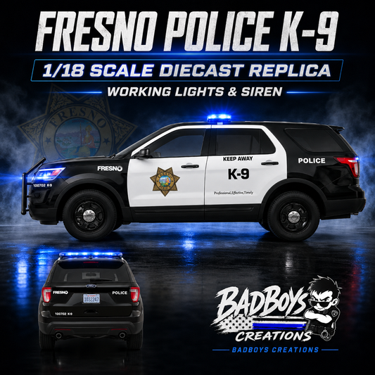 1/18 Scale Fresno California Police K9 Diecast Model Replica with Working Lights & Siren