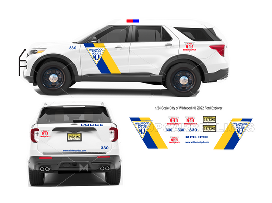 1/24 Scale City of Wildwood NJ Waterslide Decals Made to Fit 2022 Motormax Ford Explorer