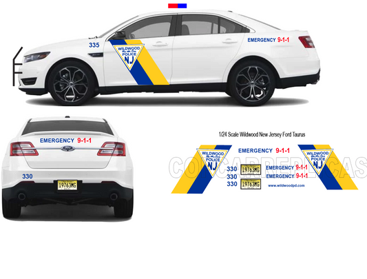 1/24 Scale City of Wildwood NJ Police Waterslide Decals To Fit Motormax Ford Taurus