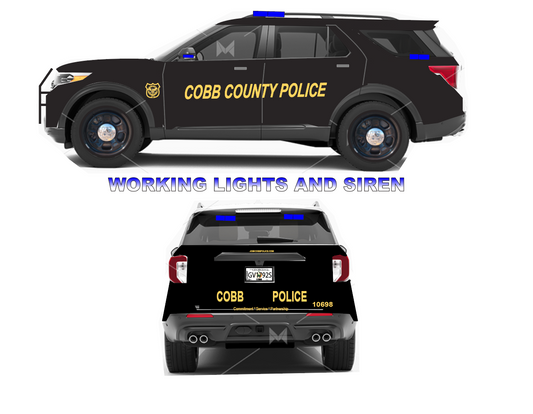 1/24 Scale Cobb County GA Diecast 2022 Ford Explore Model With Working Lights And Siren