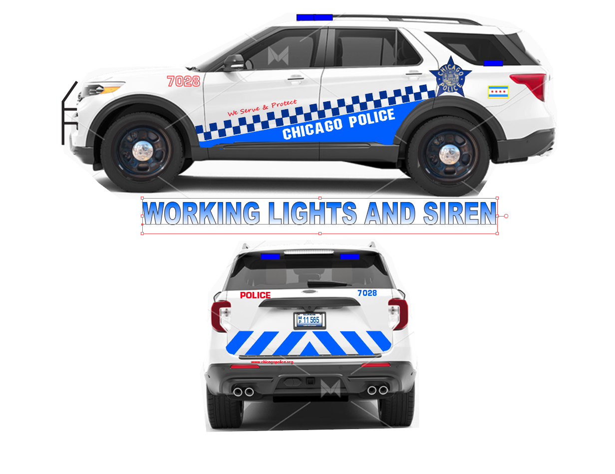 1/24 scale Chicago Police 2022 Diecast Ford Explorer with working lights and siren