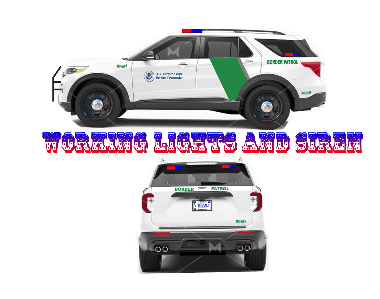 1/24 Scale US Border Patrol  2022 Ford Explorer With Working Lights and Siren