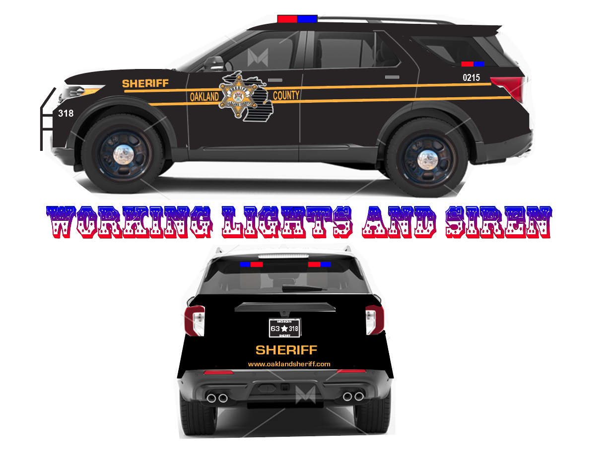 1/24 Scale Oakland County MI Sheriff 2022 Diecast Ford Explorer with Working Lights and Siren