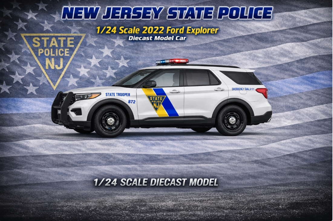 1/24 Scale 2022 Ford Explorer Illinois State Police Diecast Model – Custom State Police UV Replica | Non-Working Lights | Hand Built by Badboys Creations