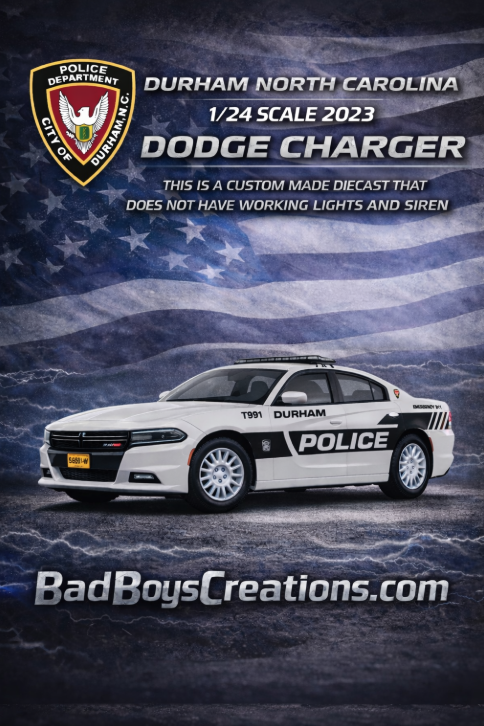 1/24 Scale 2023 Durham North Carolina Police Diecast Model – Custom Police Replica | Non-Working Lights | Hand Built by Badboys Creations