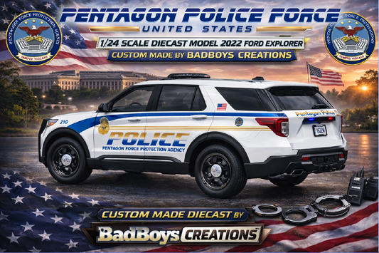 1/24 Scale 2022 Ford Explorer U.S. Pentagon Police Diecast Model Replica – Custom Made Highly Detailed | Badboys Creations