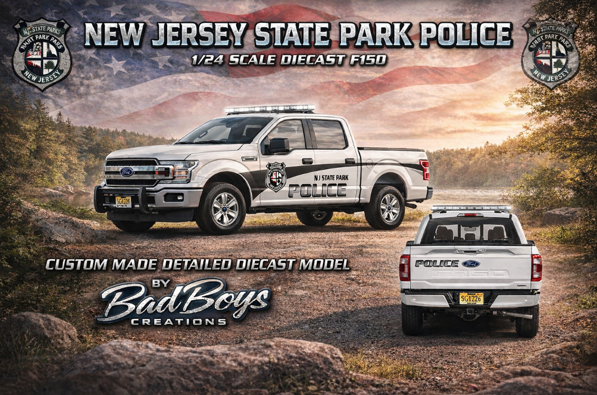 1/24 Scale Ford F-150 New Jersey State Police Diecast Model Replica – Custom Made Detailed Police Truck | Badboys Creations