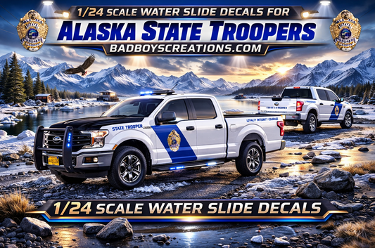 1/24 Scale Ford F-150 Alaska State Trooper Waterslide Decals – Detailed Police Graphics Set (Approx. 4 Sets Included) – Decals Only