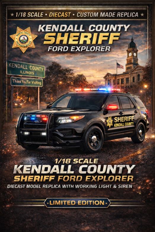 1/18 Scale Ford Explorer Kendall County Illinois Sheriff Diecast Model – Custom Police Replica With Working Lights & Siren