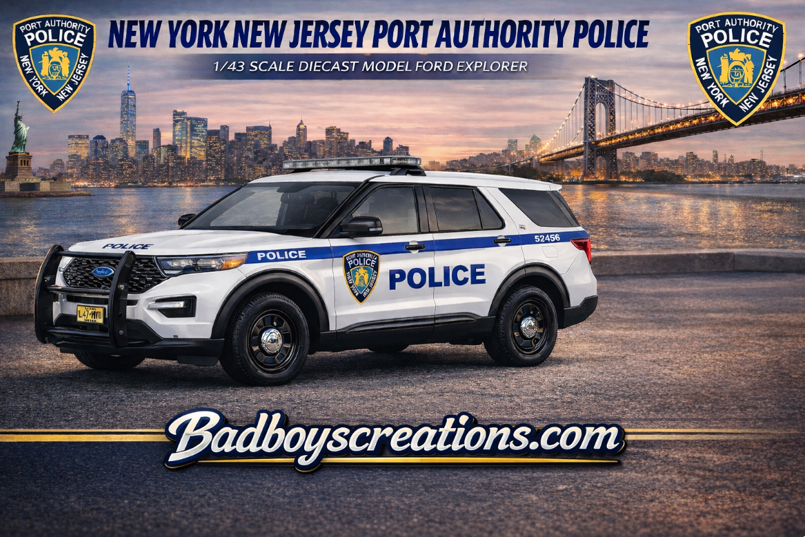 1/43 Scale 2022 Ford Explorer Port Authority Police NY/NJ Diecast Model – New York New Jersey PAPD Police Replica SUV | Custom Made