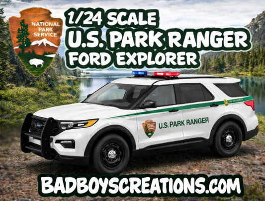 1/24 Scale 2022 Ford Explorer U.S. Park Ranger Diecast Model Replica – National Park Service Ranger Police SUV – Collectible Patrol Vehicle