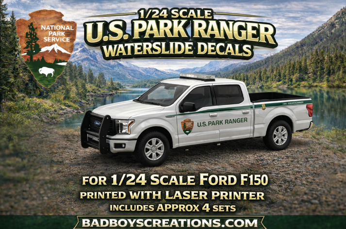 1/24 Scale US Park Ranger Waterslide Decals – Ford F150 Ranger Truck G ...