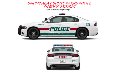 1/24 Scale 2023 Dodge Charger Onondaga Park Police NY Diecast Model – Custom Police Replica – Detailed Collectible –