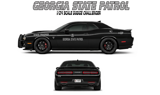1/24 Scale Dodge Challenger Georgia State Patrol Diecast Model Car w/ Working Lights & Siren – Custom Police Replica – Badboys Creations