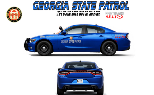1/24 Scale 2023 Dodge Charger Georgia State Patrol Diecast Model – Working Lights & Siren | Multi-Pattern LEDs | Wraparound Pushbar | Custom Replica