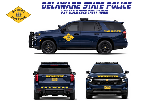 1/24 Scale 2025 Chevy Tahoe Delaware State Police Diecast Model Car w/ Working Lights & Siren – Custom Police Replica