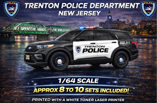 1/64 Trenton New Jersey Police 2022 Ford Explorer Waterslide Decals – Laser Printed – 8 to 10 Sets Included