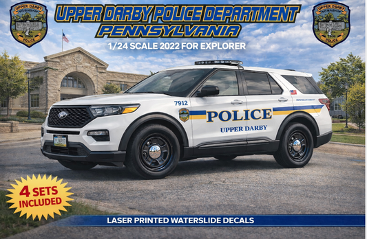 1/24 Upper Darby Pennsylvania Police 2022 Ford Explorer Waterslide Decals – Laser Printed – Approx 4 Sets Included