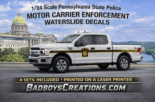 1/24 Ford F-150 Pennsylvania State Police Motor Carrier Waterslide Decals – Custom PSP Truck Graphics – Approx 4 Sets Included – Laser Printed