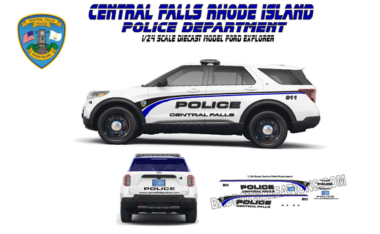 1/24 Scale 2022 Ford Explorer Central Falls Rhode Island Police Waterslide Decals – Custom Made – Laser Printed – Approx. 4 Sets Included