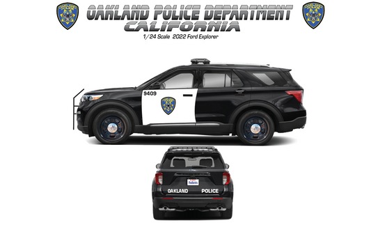 1/24 Scale 2022 Ford Explorer Police Diecast Model – Oakland California Police – Working LED Lights & Siren – Custom Made Replica