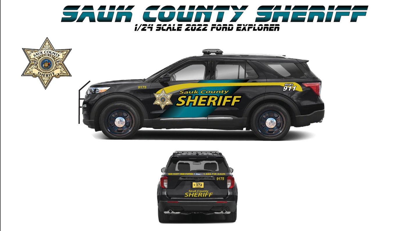 1/24 Scale Sauk County Wisconsin Sheriff Diecast Model Replica with Working Lights and Siren