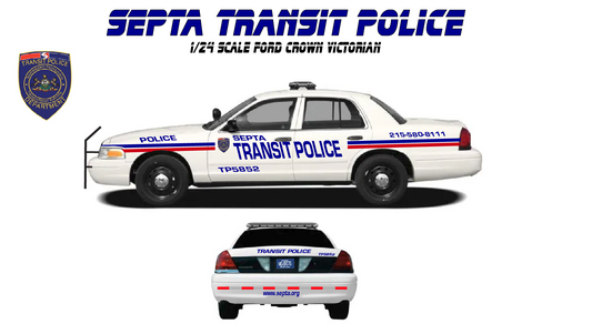 1/24 Scale Ford Crown Victoria SEPTA Transit Police Diecast Model Car Replica with Working Lights & Siren