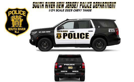 1/24 Scale 2025 Chevy Tahoe South River Police Diecast Model Car Replica Non Working Lights
