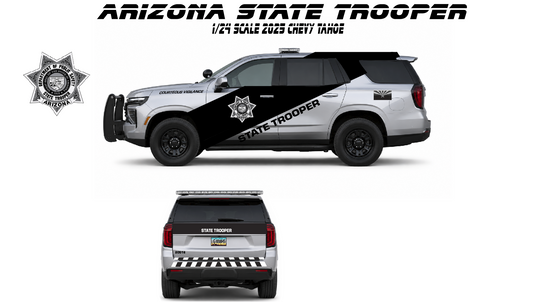 1/24 Scale 2025 Chevy Tahoe Arizona State Trooper Diecast Model Car Replica Non Working Lights