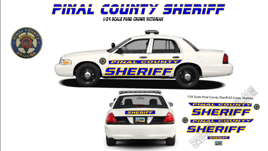 1/24 Scale Pinal County Arizona Sheriff Ford Crown Victoria Waterslide Decals | 4 Sets Included | Custom Diecast Graphics