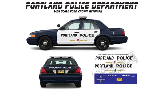1/24 Scale Portland Oregon Police Ford Crown Victoria Waterslide Decals | Custom Diecast Model Decals | 4 Sets Included